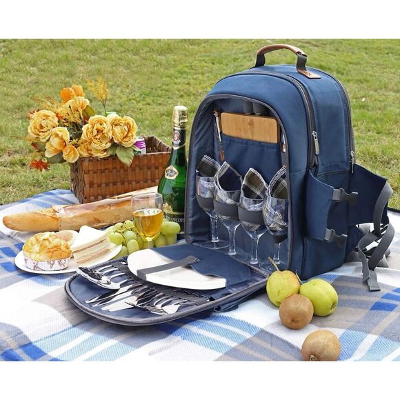 Sunflora Picnic Backpack for 4 Person with Blanket Picnic Basket Set for 2 with - Picture 3 of 6
